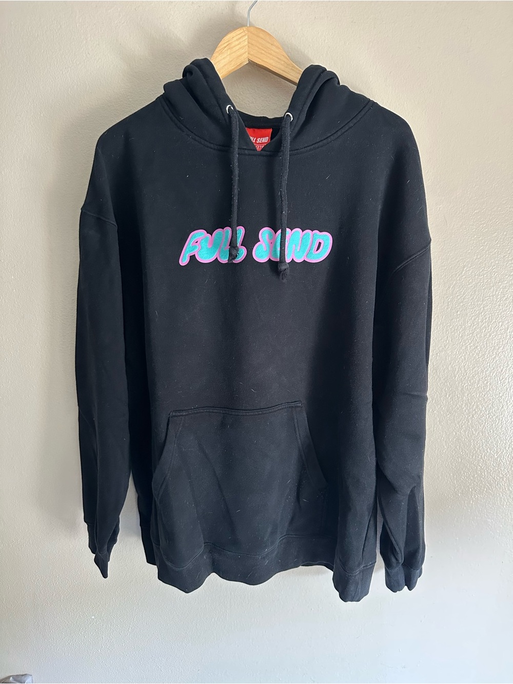 Full Send Black Hoodie with Neon Logo